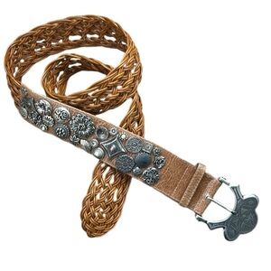 Suzi Roher Tan and Silver Embellished Belt